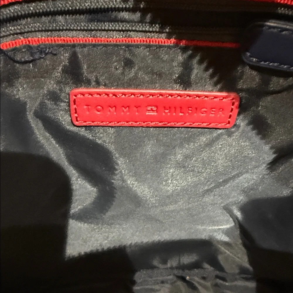 Tommy Hilfiger Navy and Cream Geometric Backpack and Wallet